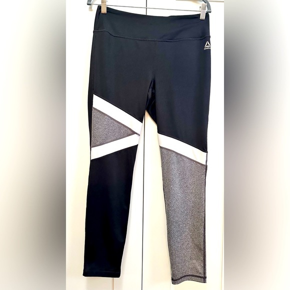 Reebok Pants - Reebok Athletic Leggings Black Gray and White Sz LG